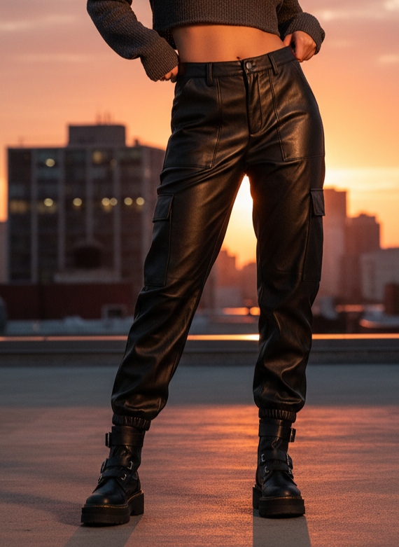 WEISSMAN VEGAN LEATHER JOGGERS