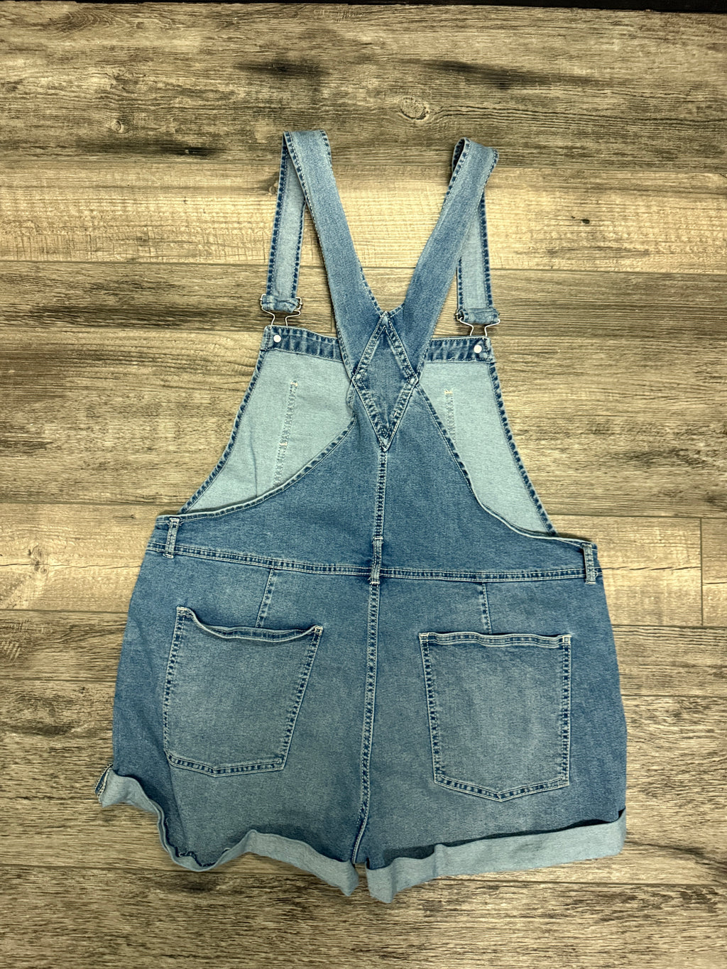 Distressed Denim Bib Shorts