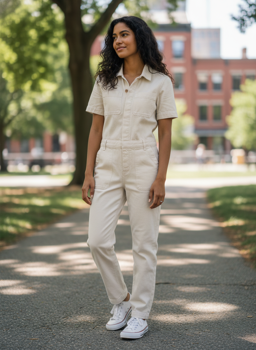 EVERLANE SHORT SLEEVE OVERALL (org$148)