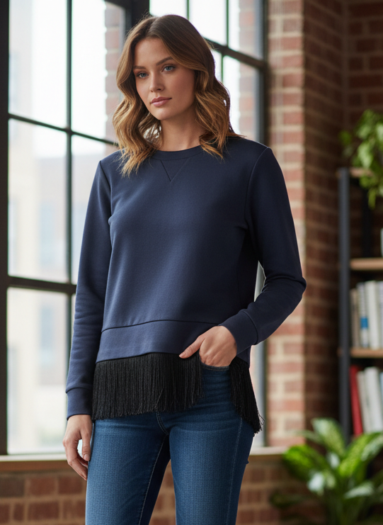 J Crew Fringe Hem Sweatshirt