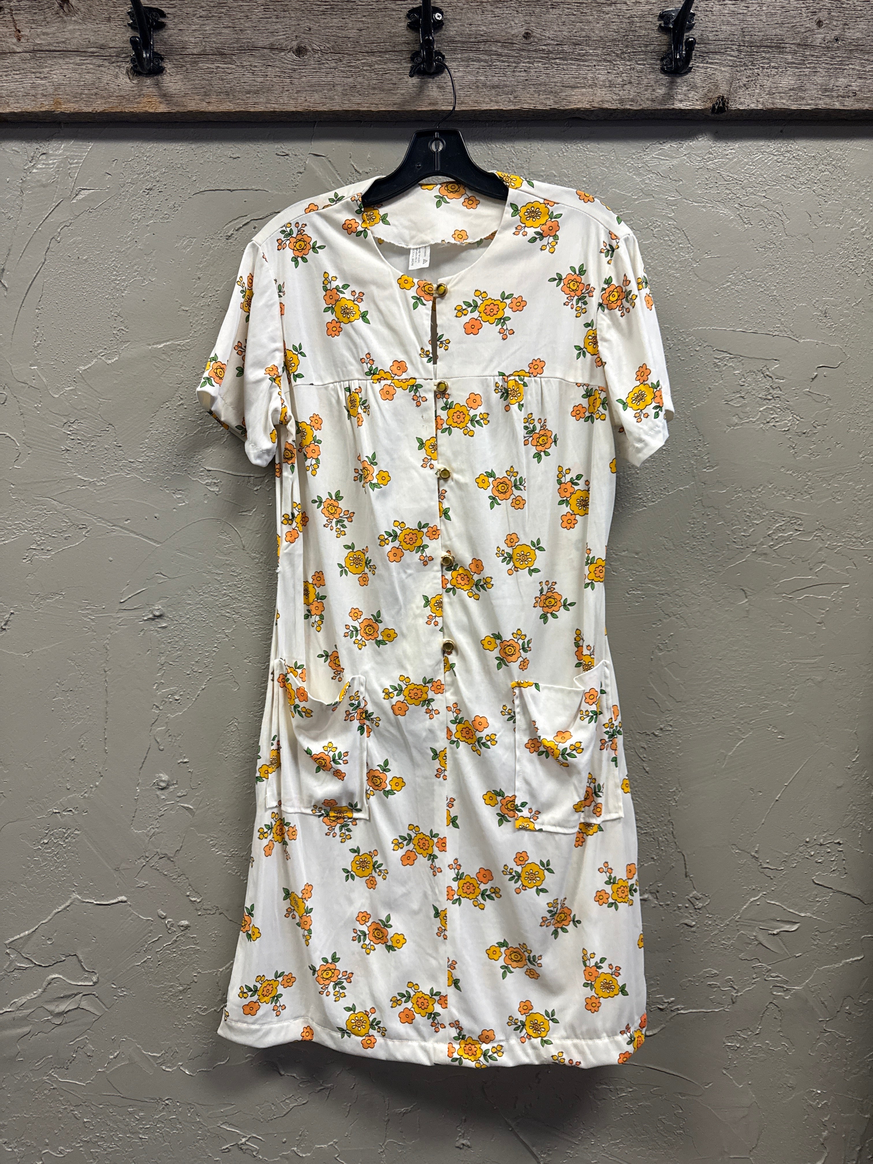 VTG FLORAL HOUSE DRESS *as is*