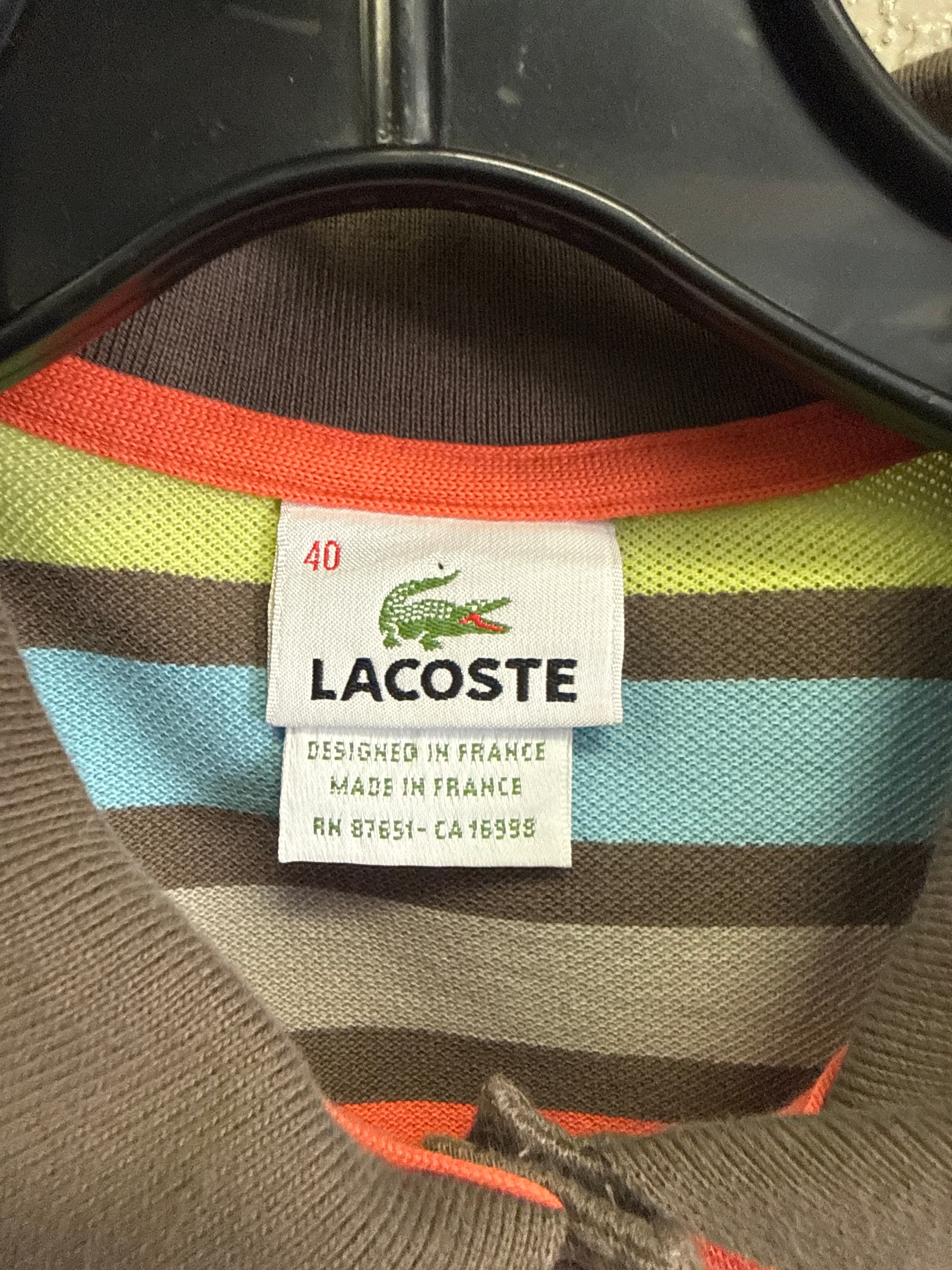 VTG Y2K LACOSTE STRIPED POLO