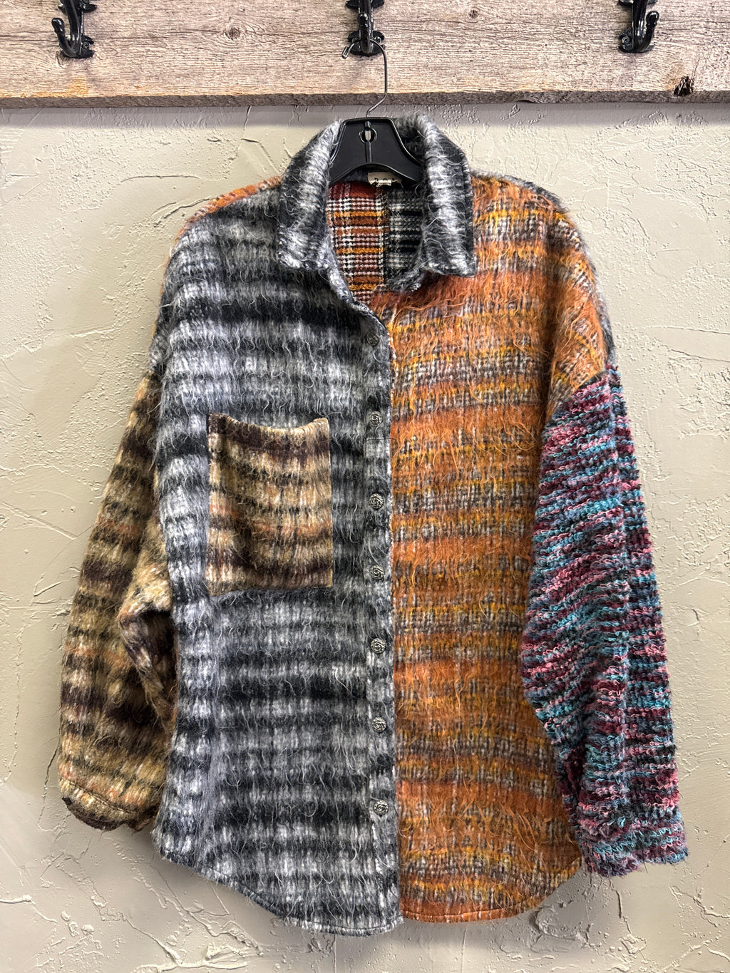 POL Contrast Plaid Shacket