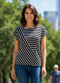 WHBM ASYMETRICAL STRIPE TOP (org$89)