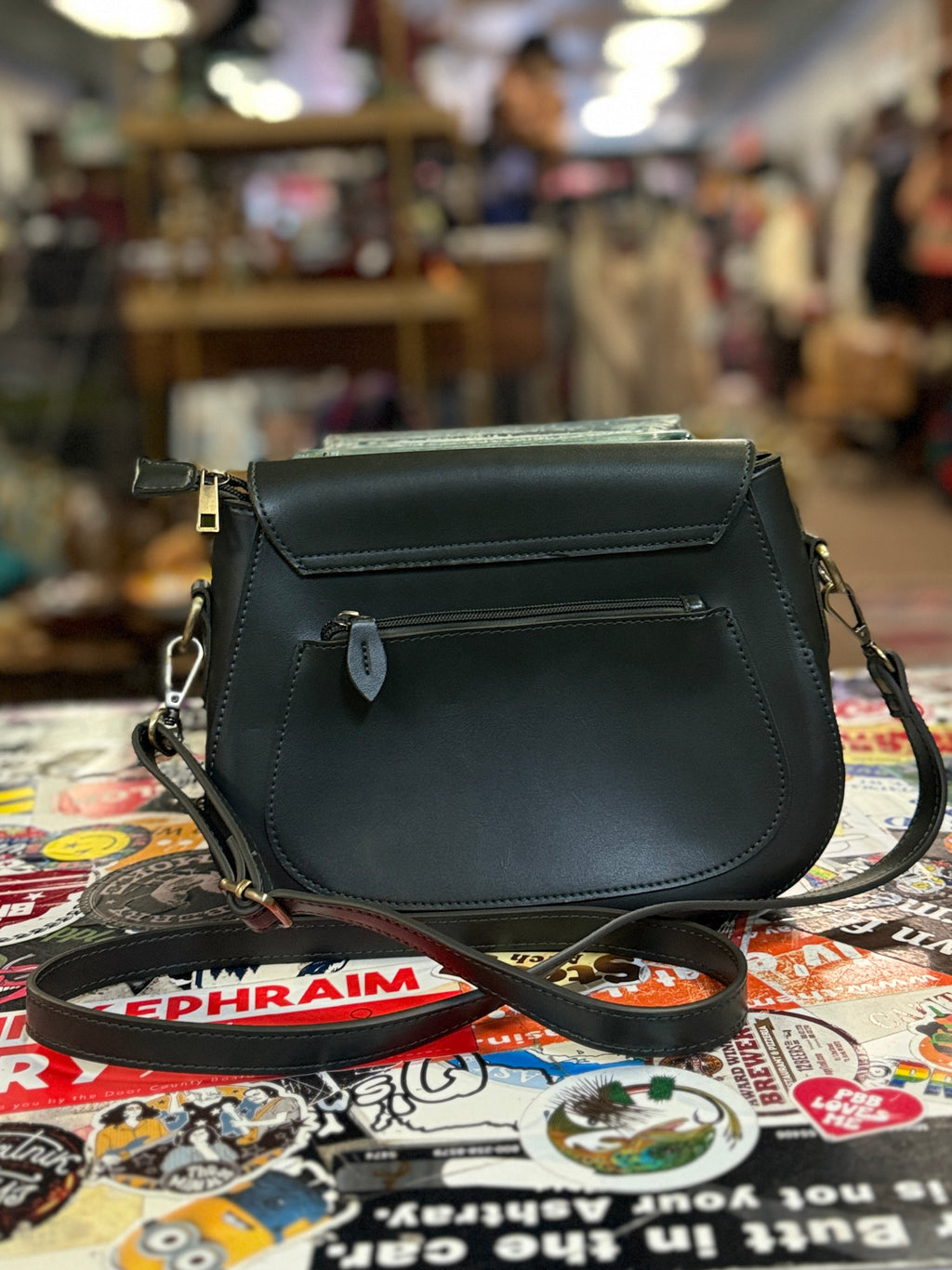 SUNLIGHT LEAVES VEGAN LEATHER SADDLE BAG