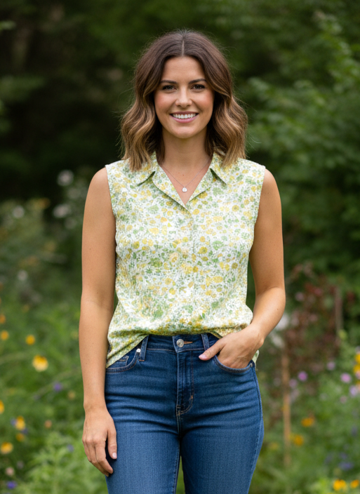 VTG SLEEVELESS FLORAL TOP