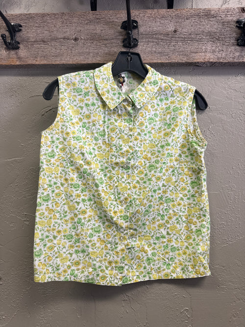*Vtg Sleeveless Floral Top