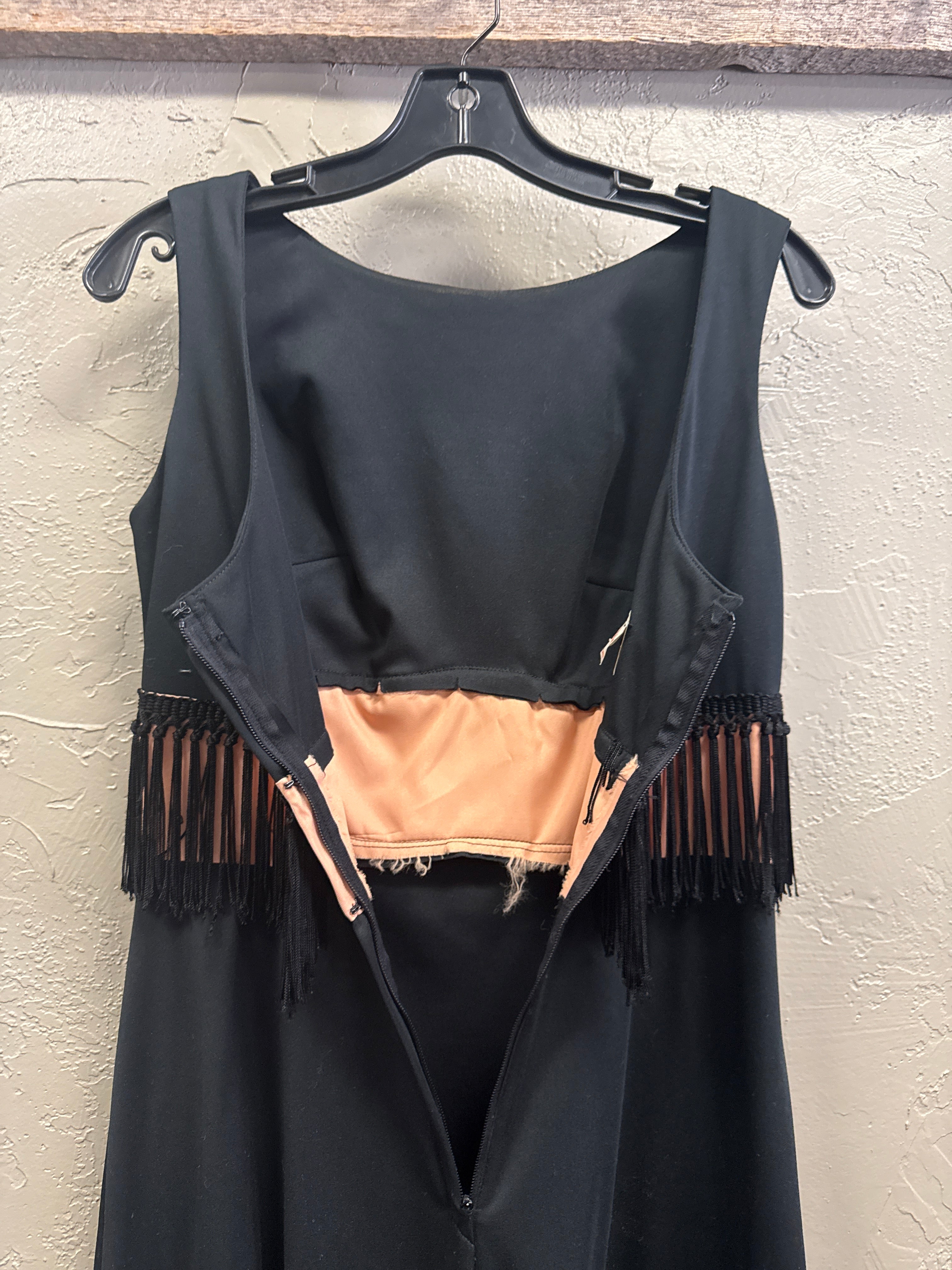 *VTG MARY-MARTIN FRINGE MAXI GOWN w/ SCARF