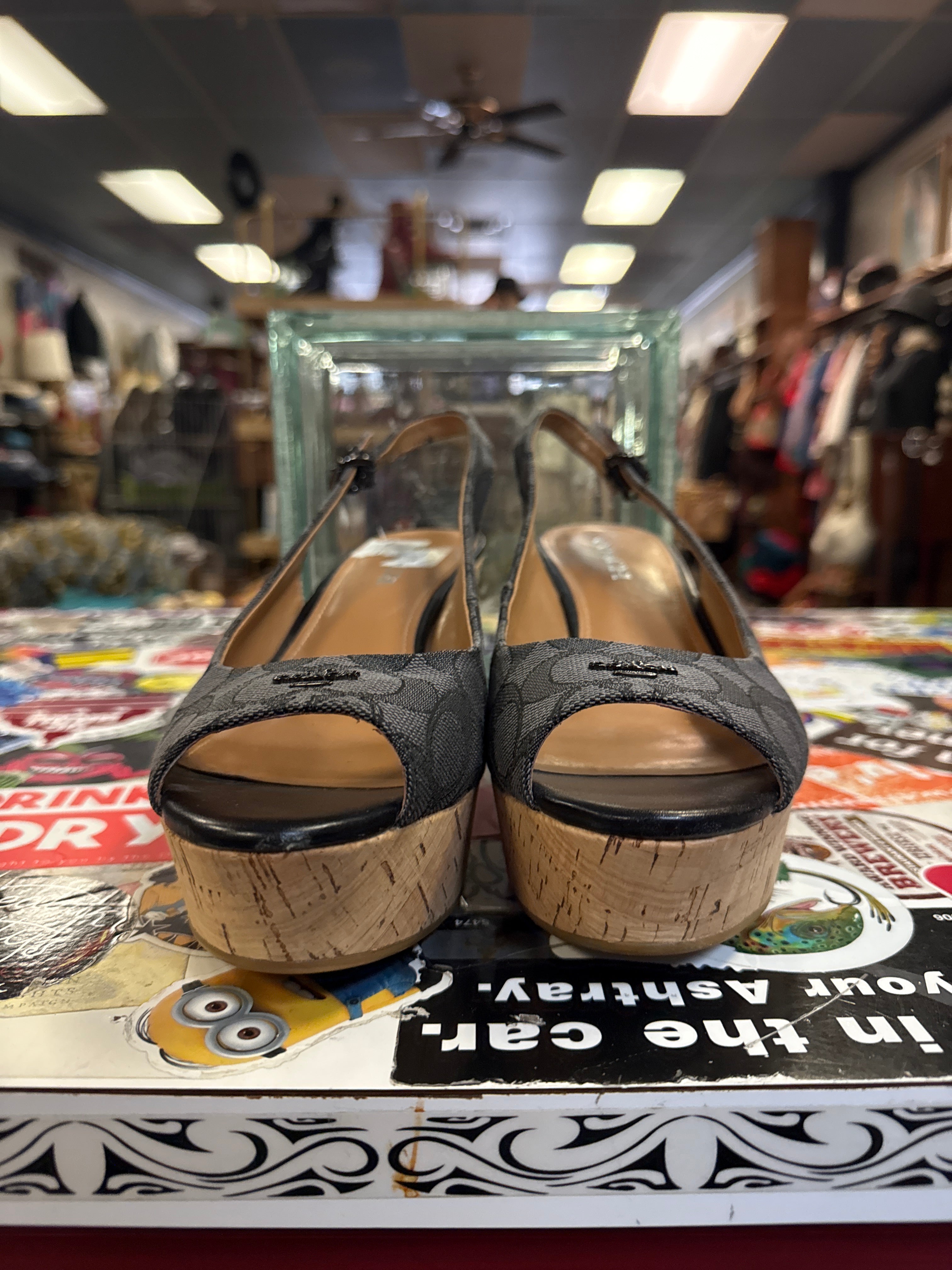 COACH LOGO WEDGE SANDALS (org$195)