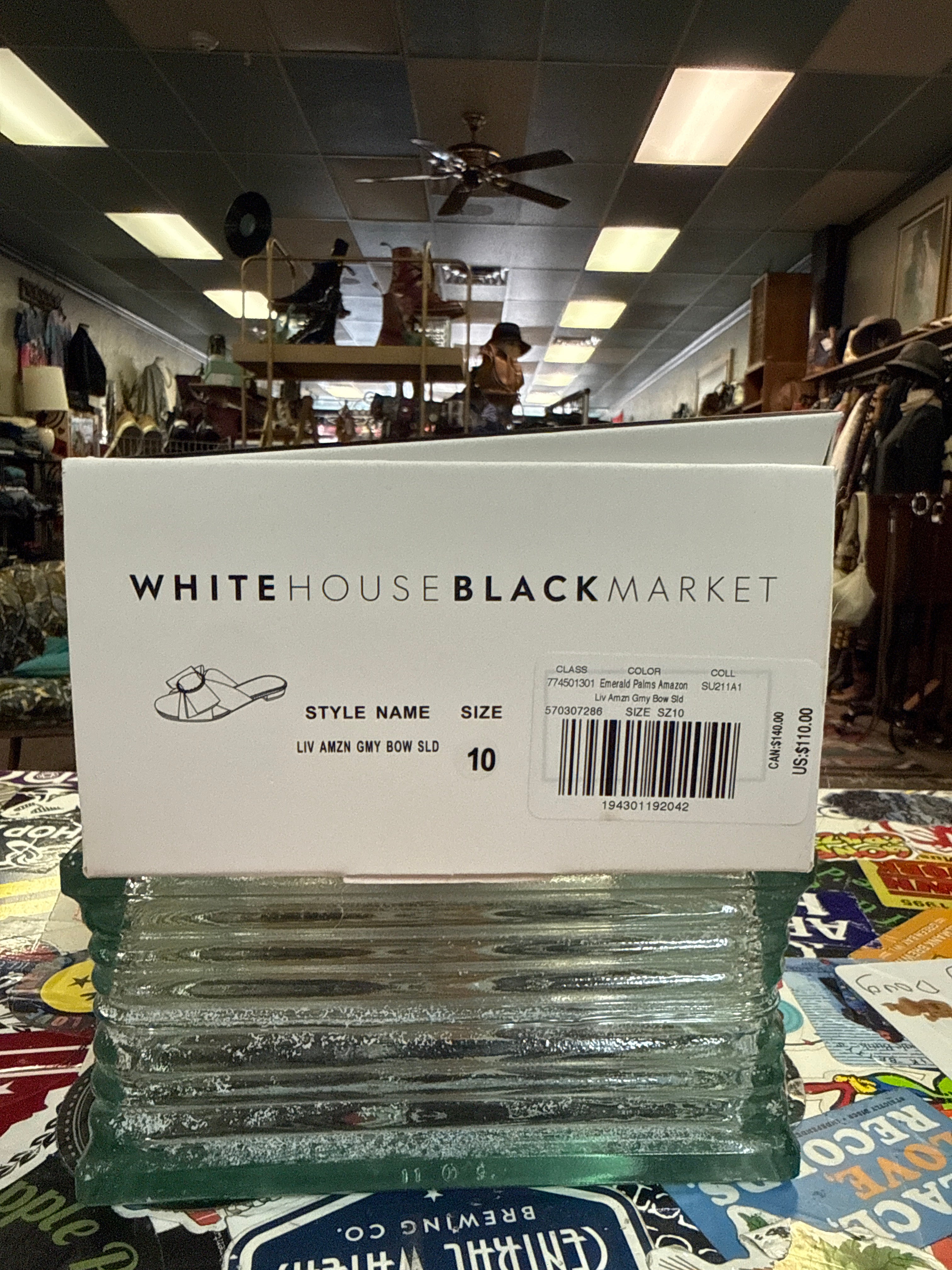 NIB WHBM EMERALD BOW SLIDES (org$110)