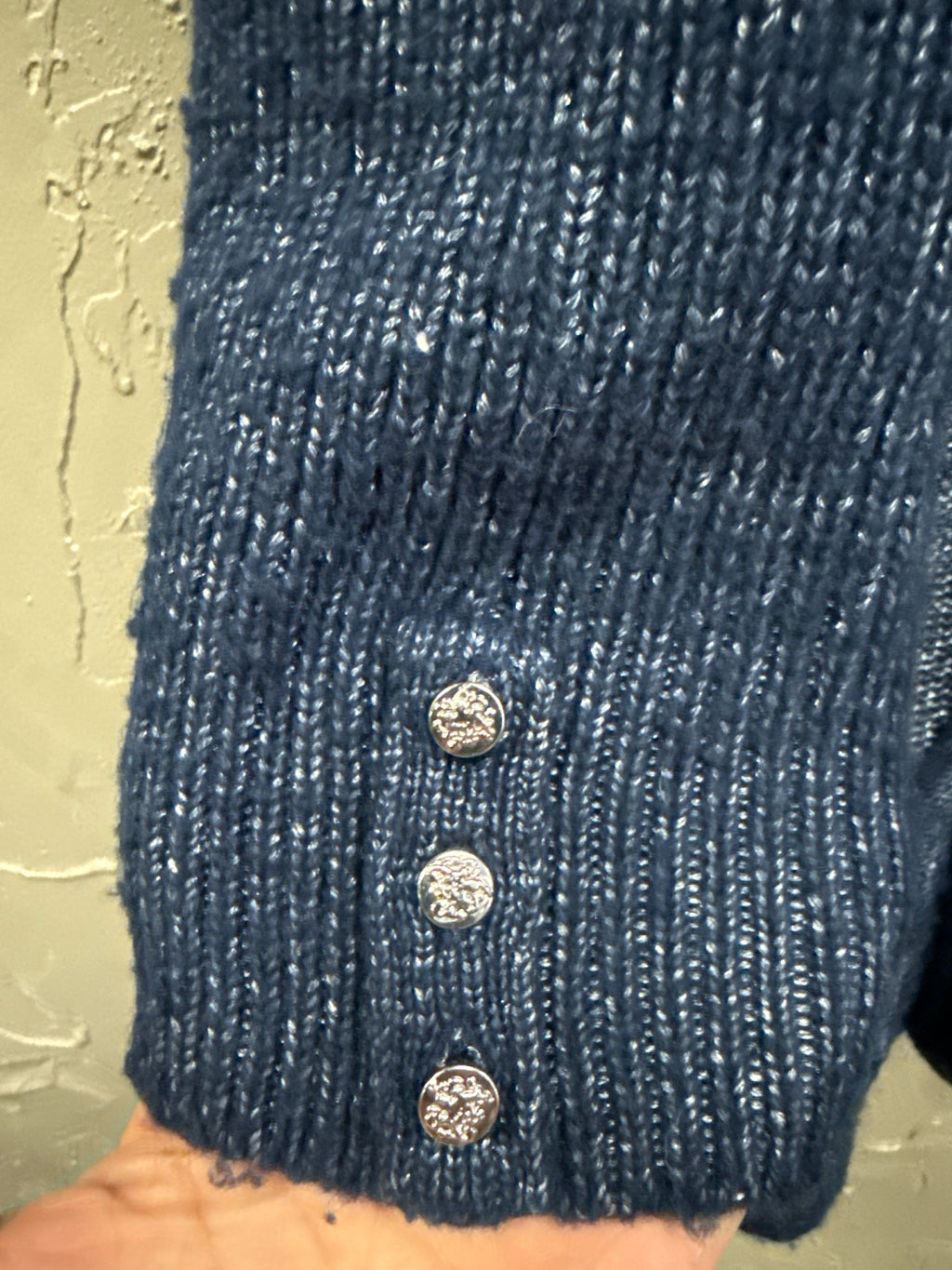 WHBM BLUE OPEN FRONT CARDI (org$120)