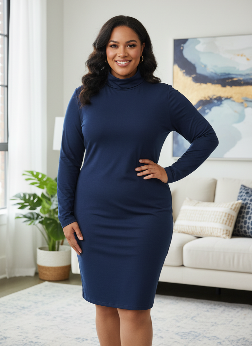 Turtleneck Bodycon Midi Dress