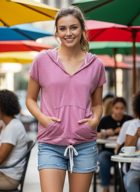 SHORT-SLEEVE HOODED TUNIC