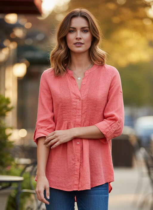 BLUE LINEN TUNIC (org$160)