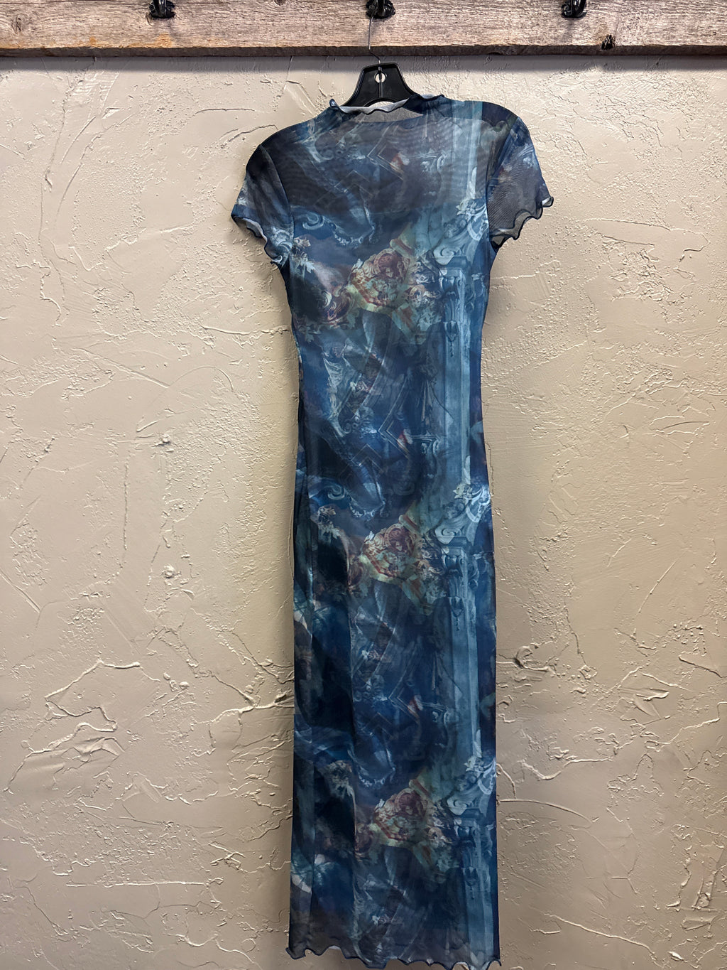 FUNNEL NECK MESH MIDI DRESS