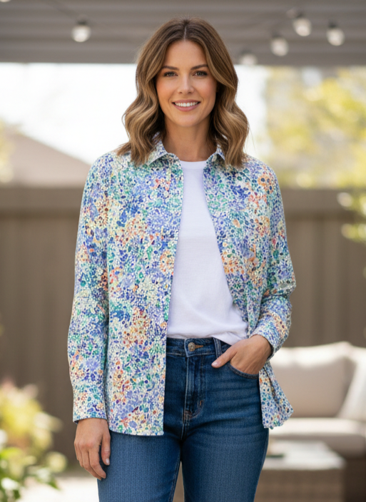 J CREW FLORAL BUTTON UP