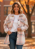 PINK & GREY PLAID SHACKET