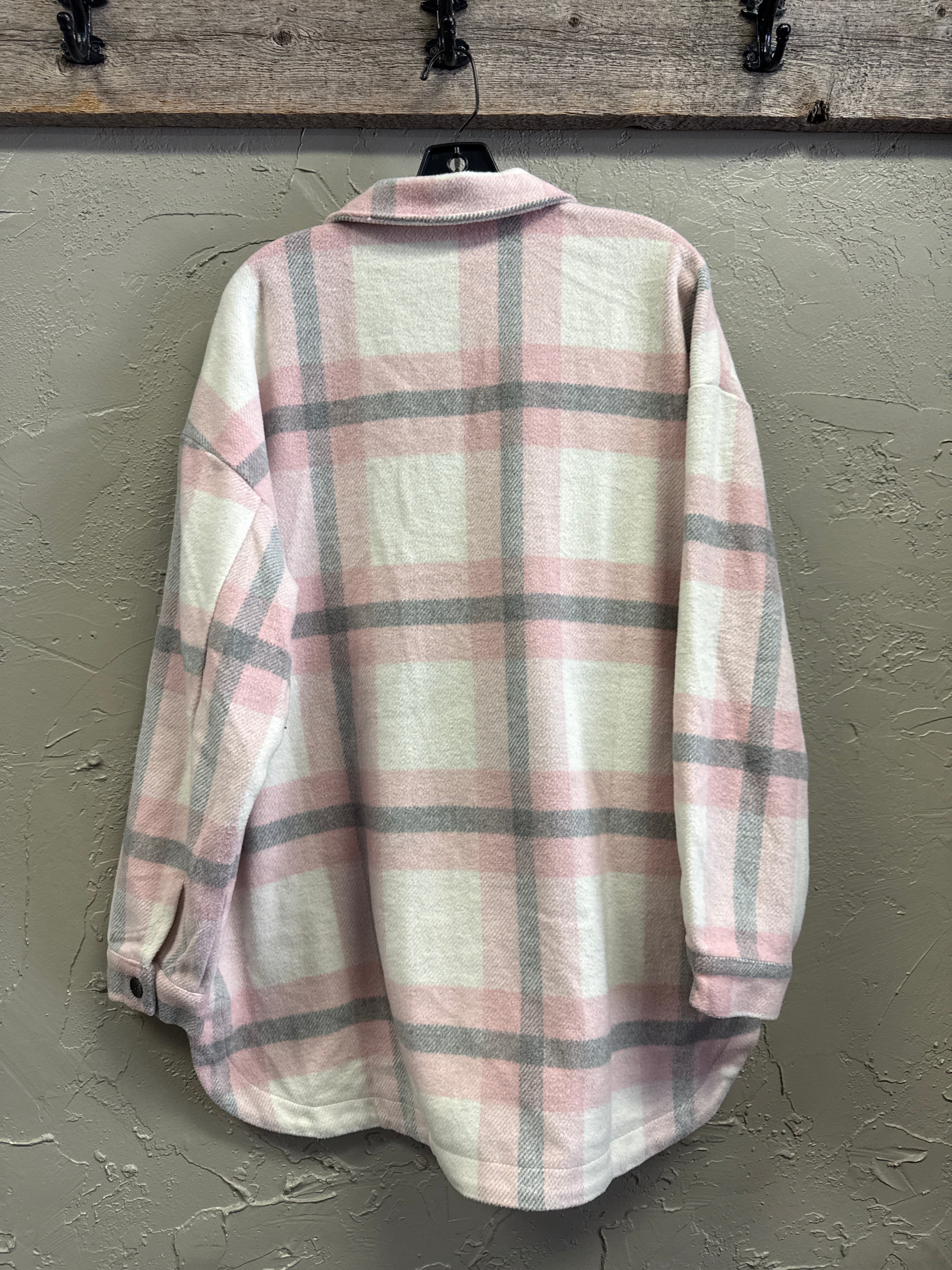 PINK & GREY PLAID SHACKET