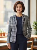 JNY PLAID ZIP-ACCENT BLAZER (org$120)