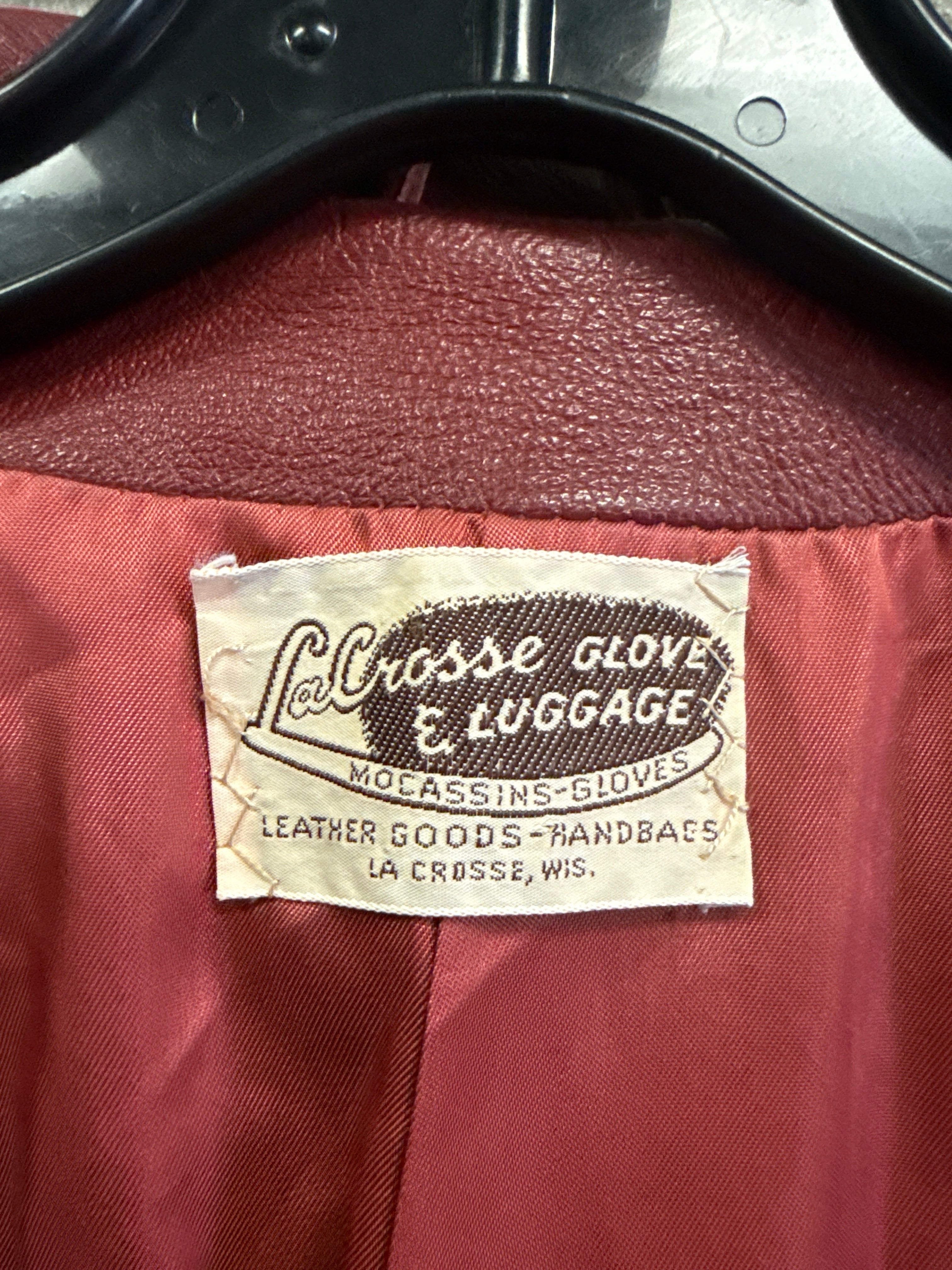 VTG 70s RED LEATHER TRENCH COAT