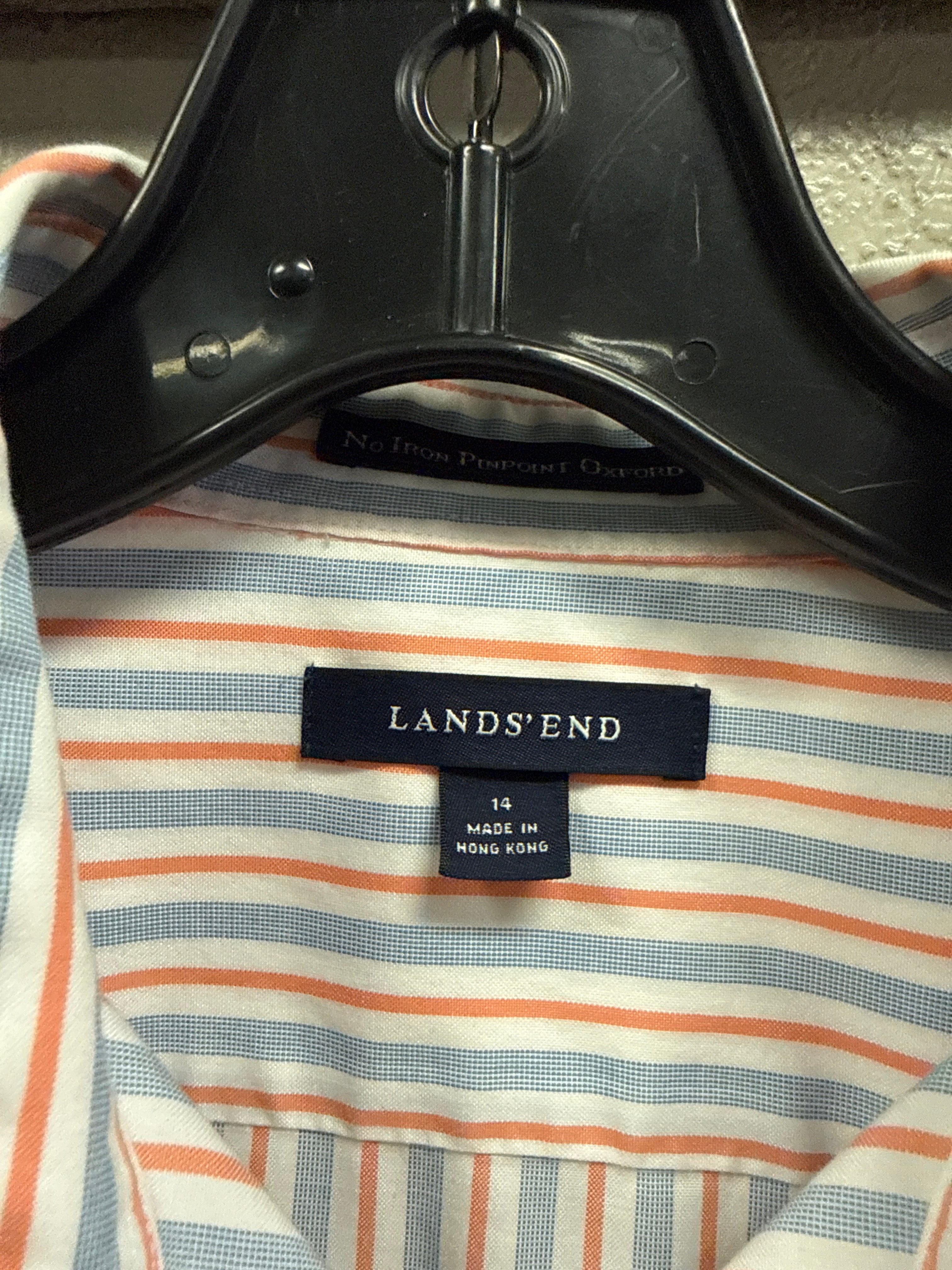 Lands End No-Iron Striped Button Down
