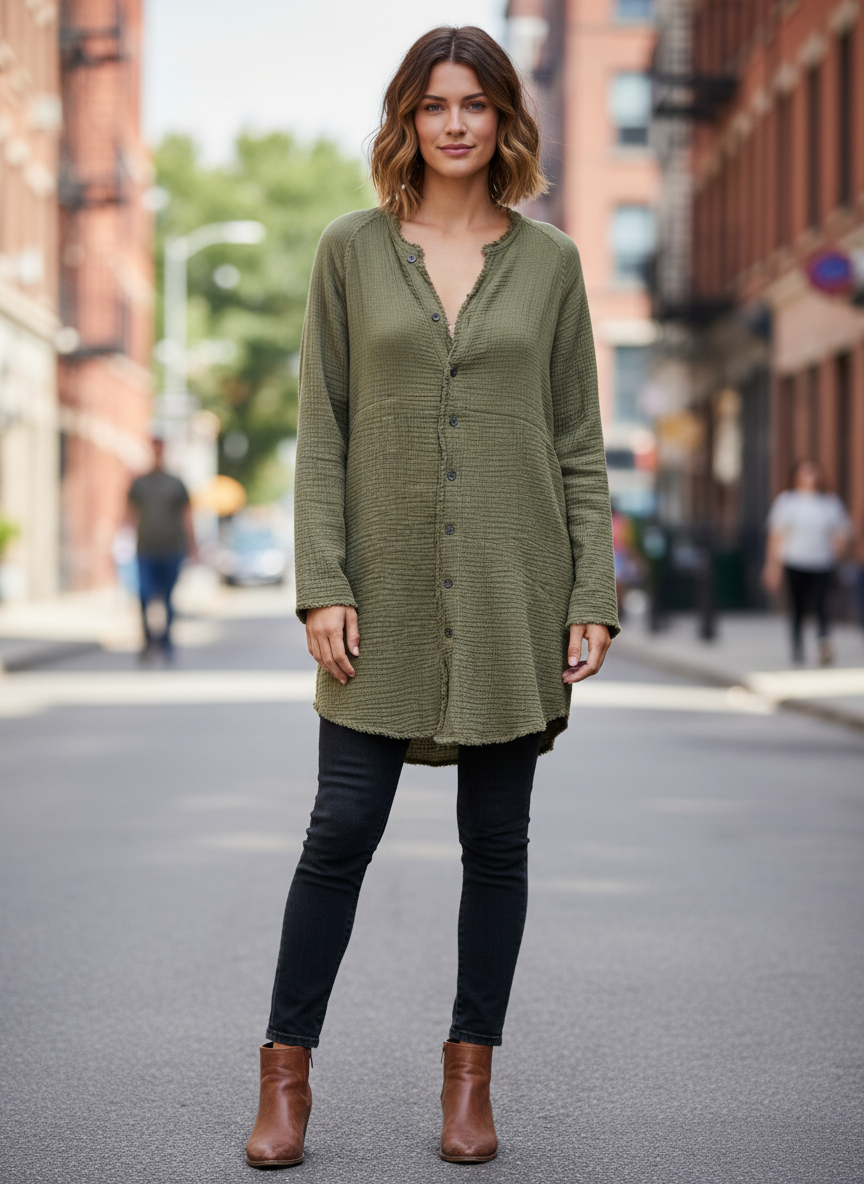 Igenjun Cotton Gauze Tunic