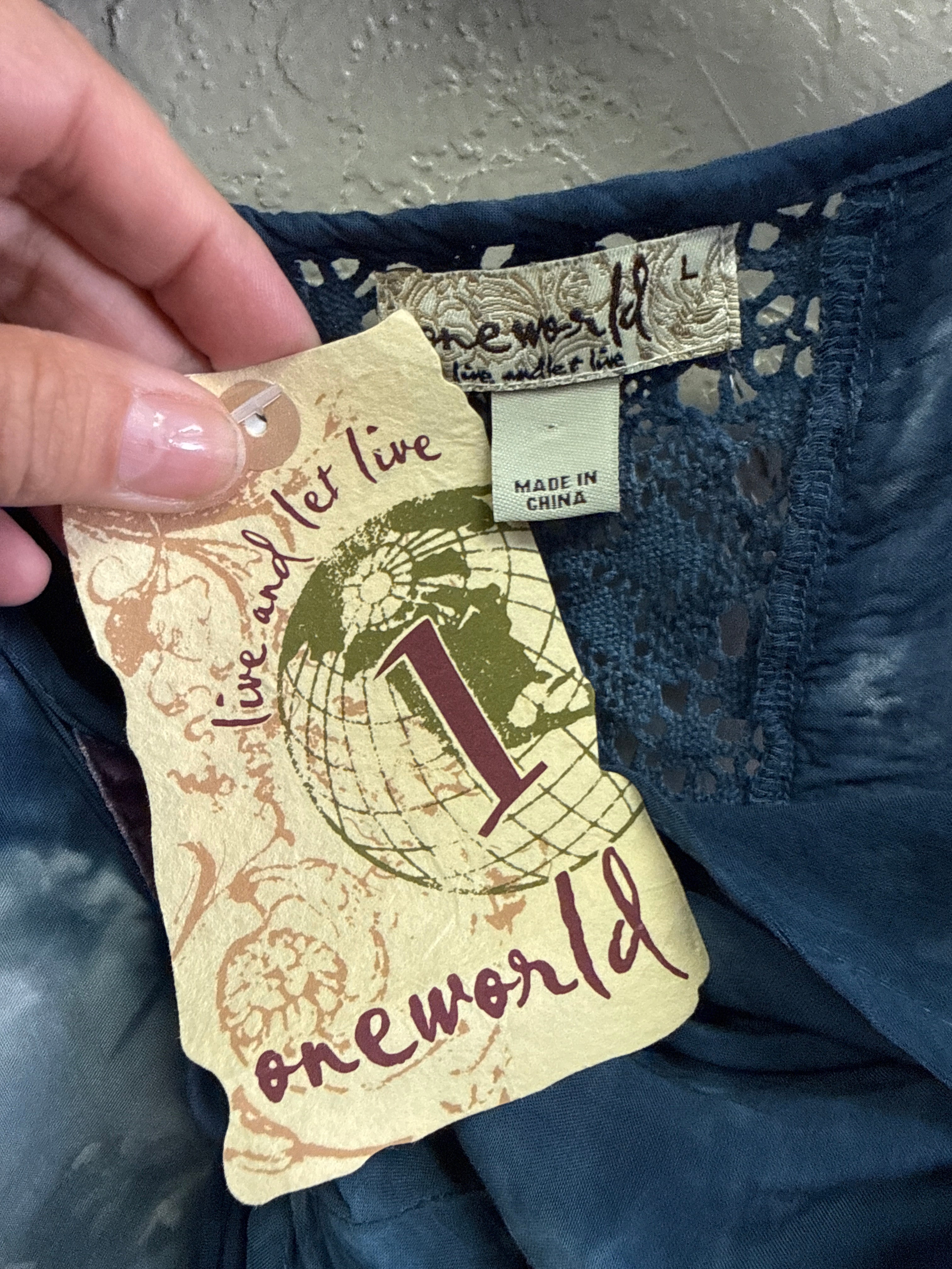 NWT One World Boho Embroidered Top