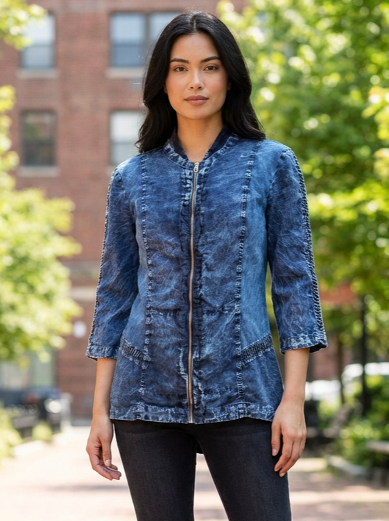 XCVI Linen Full Zip Jacket (org$158)