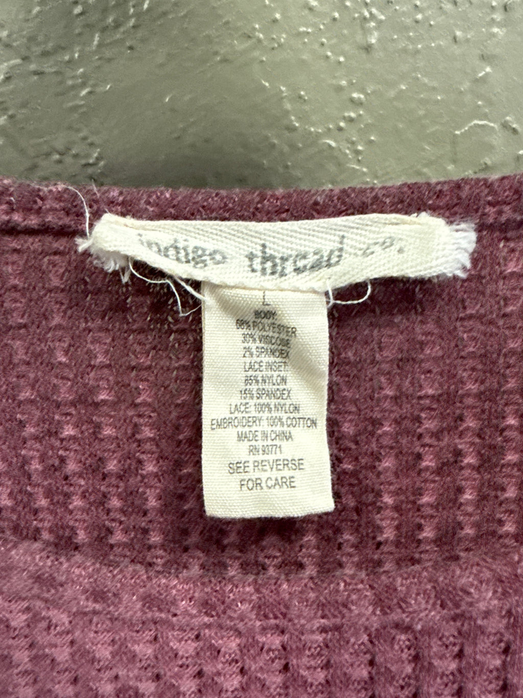 NWOT Indigo Thread Thermal Tunic (org$70)