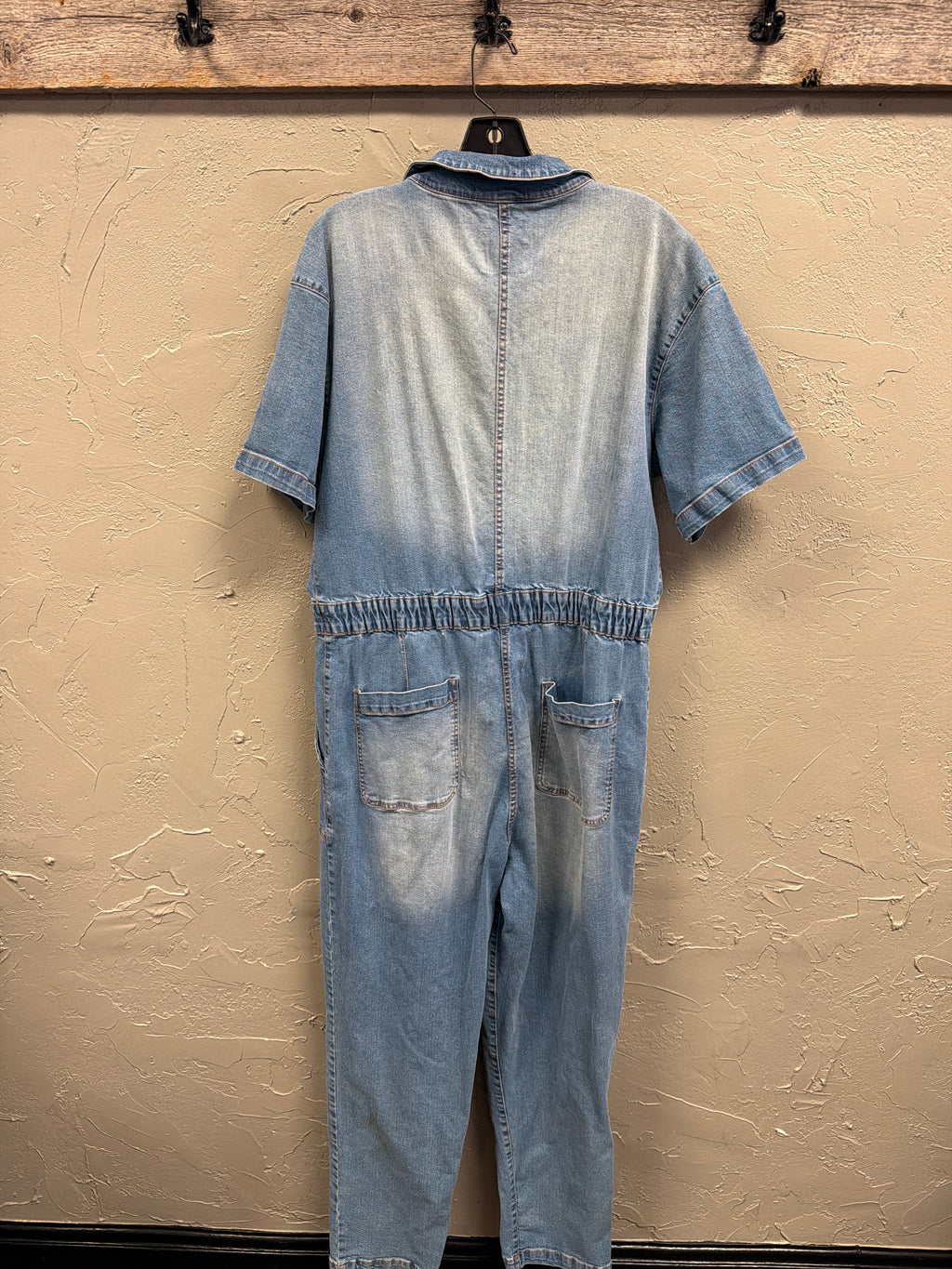 Denim Short-Sleeve Jumpsuit