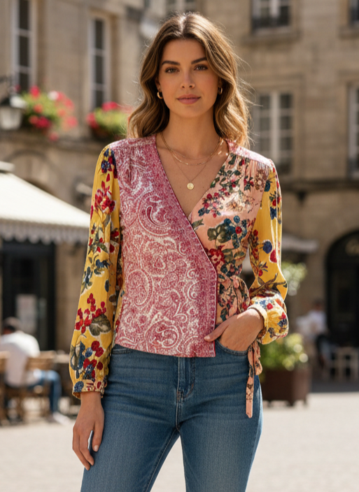 Meadow Rue Floral Wrap Top (org$118)