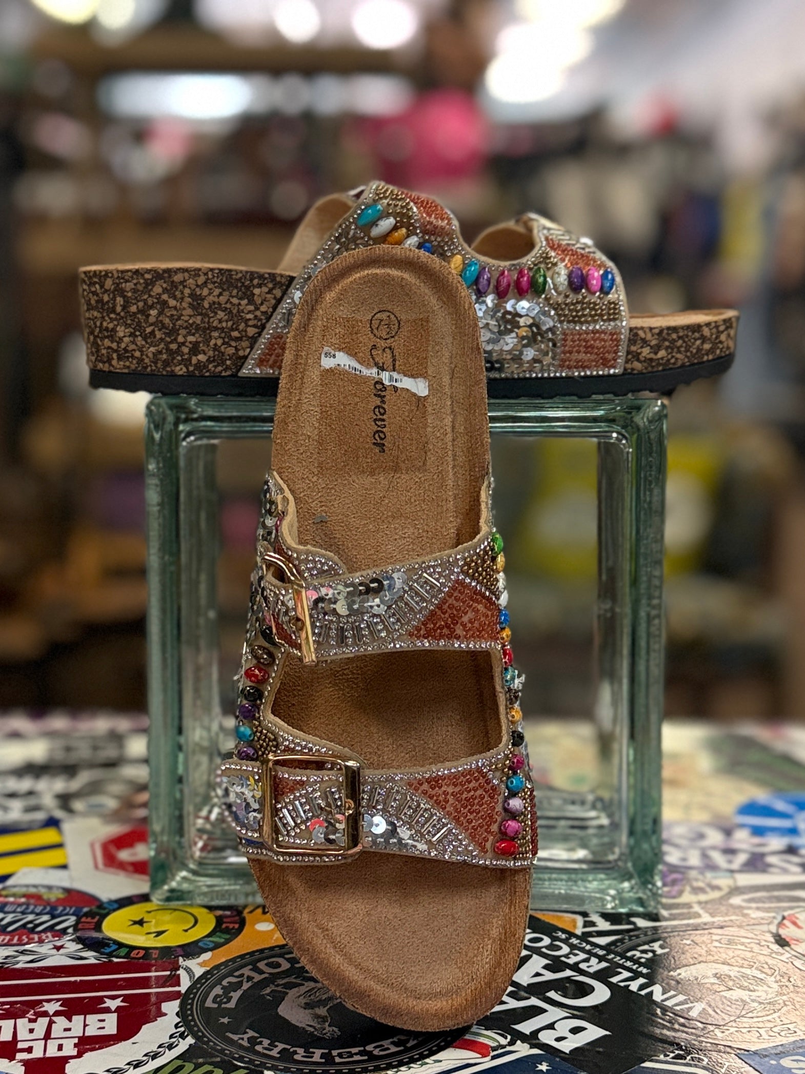 NWOT Embellished Slide Sandals