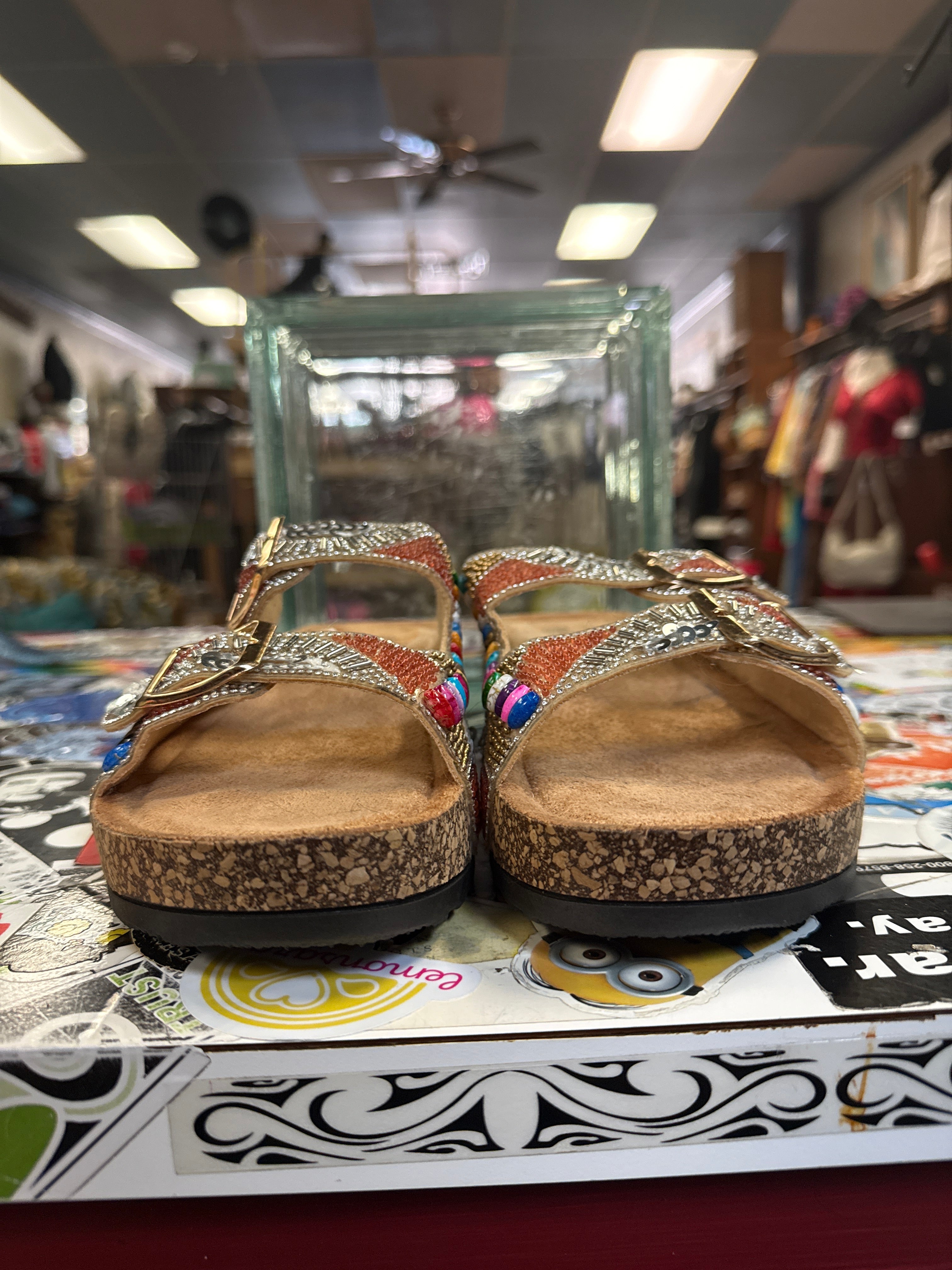 NWOT Embellished Slide Sandals