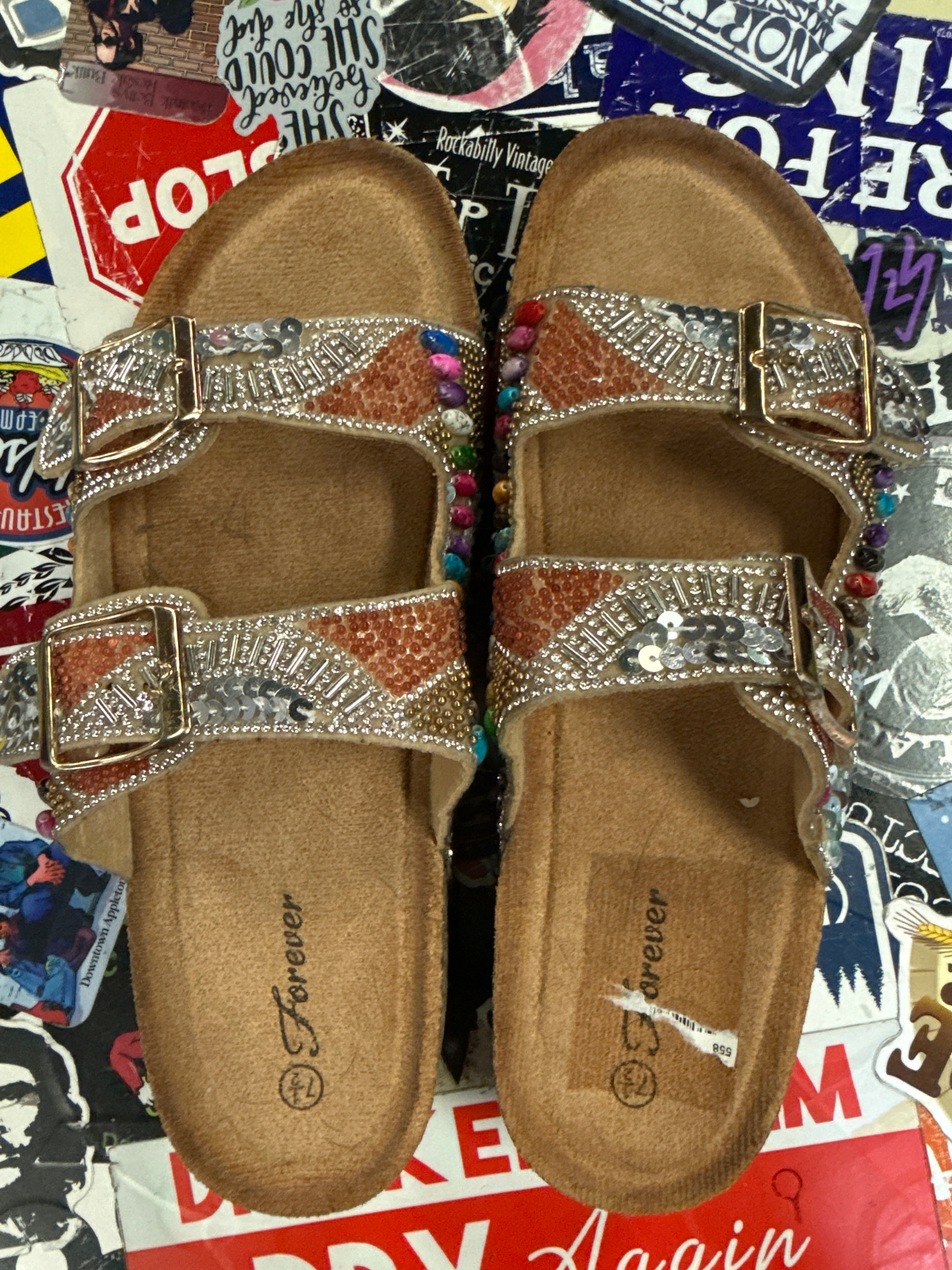 NWOT Embellished Slide Sandals