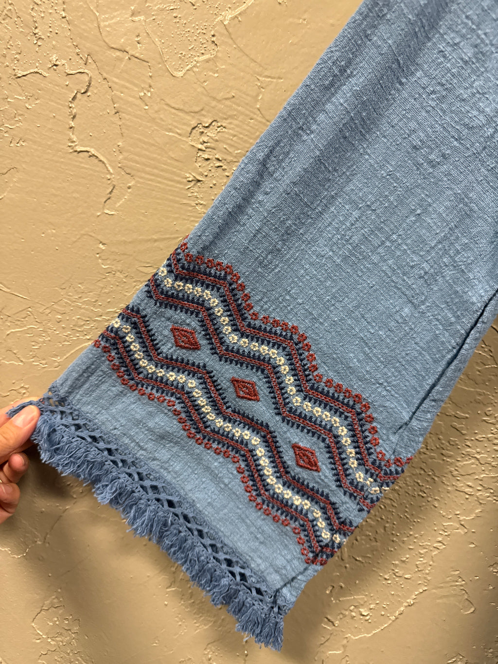 NWOT Indigo Thread Embroidered Gauze Tunic