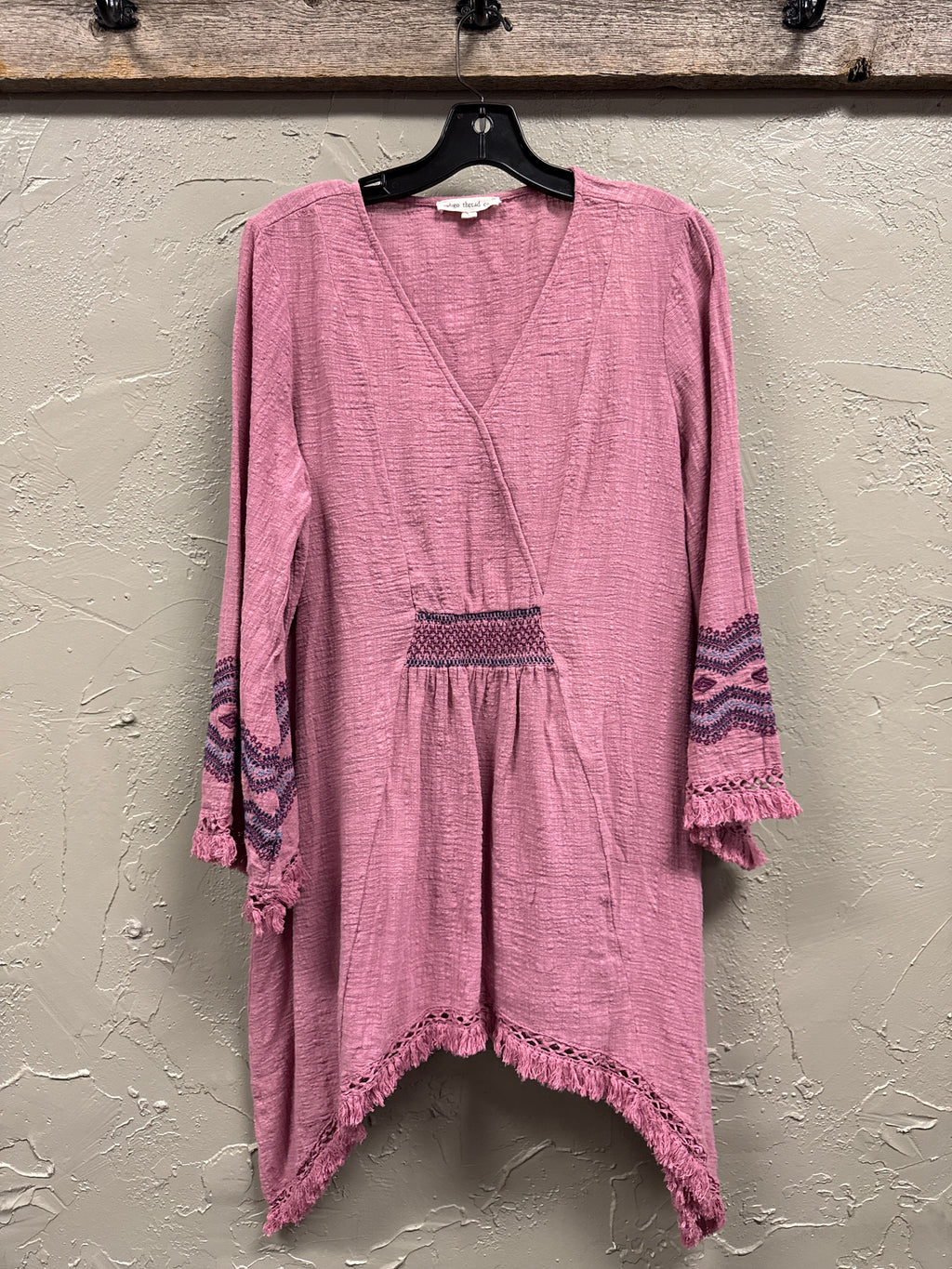 NWOT Indigo Thread Embroidered Gauze Tunic