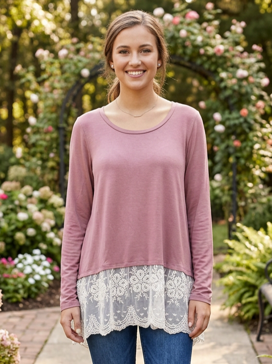 NWOT Kate & Mallory Lace Hem Tunic