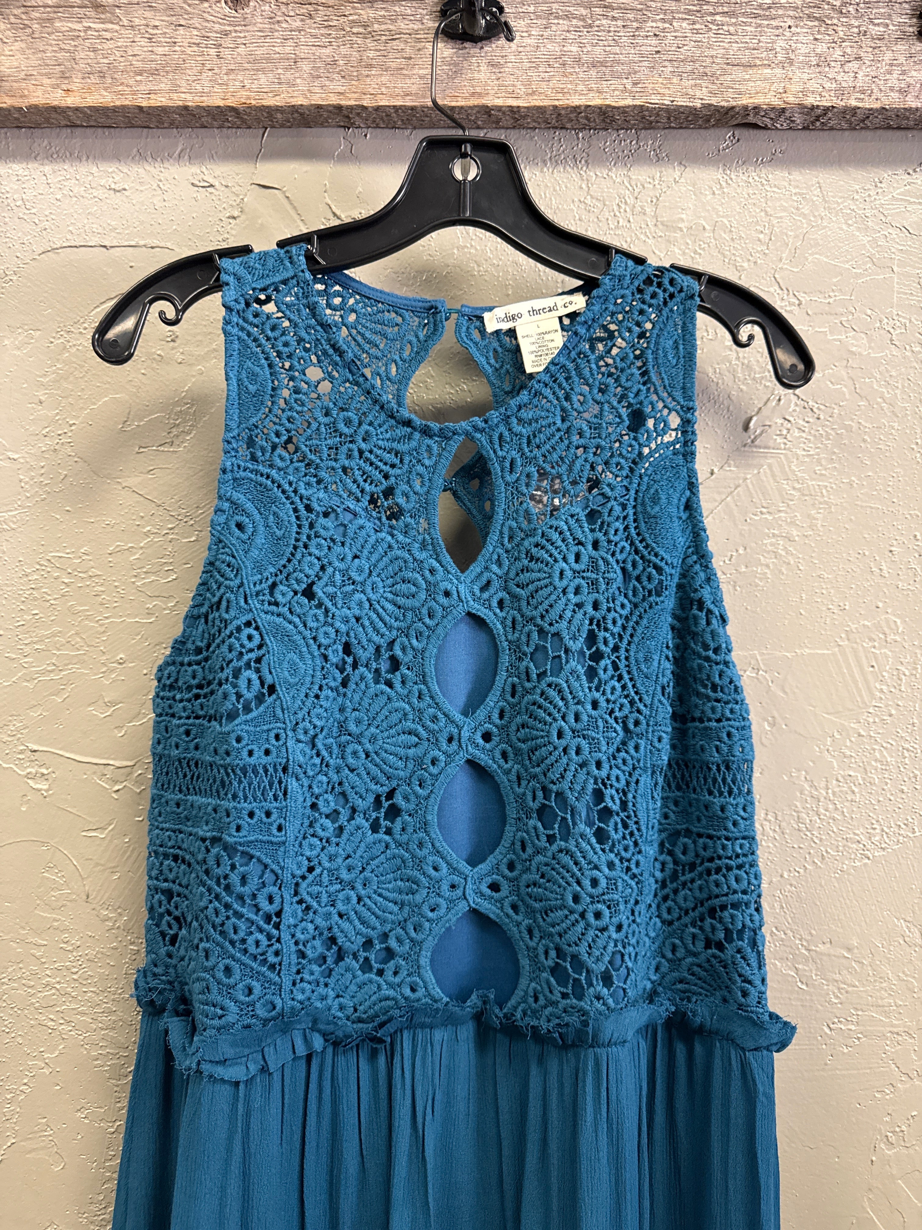 NWOT Indigo Thread Sleeveless Maxi Dress (org$80)