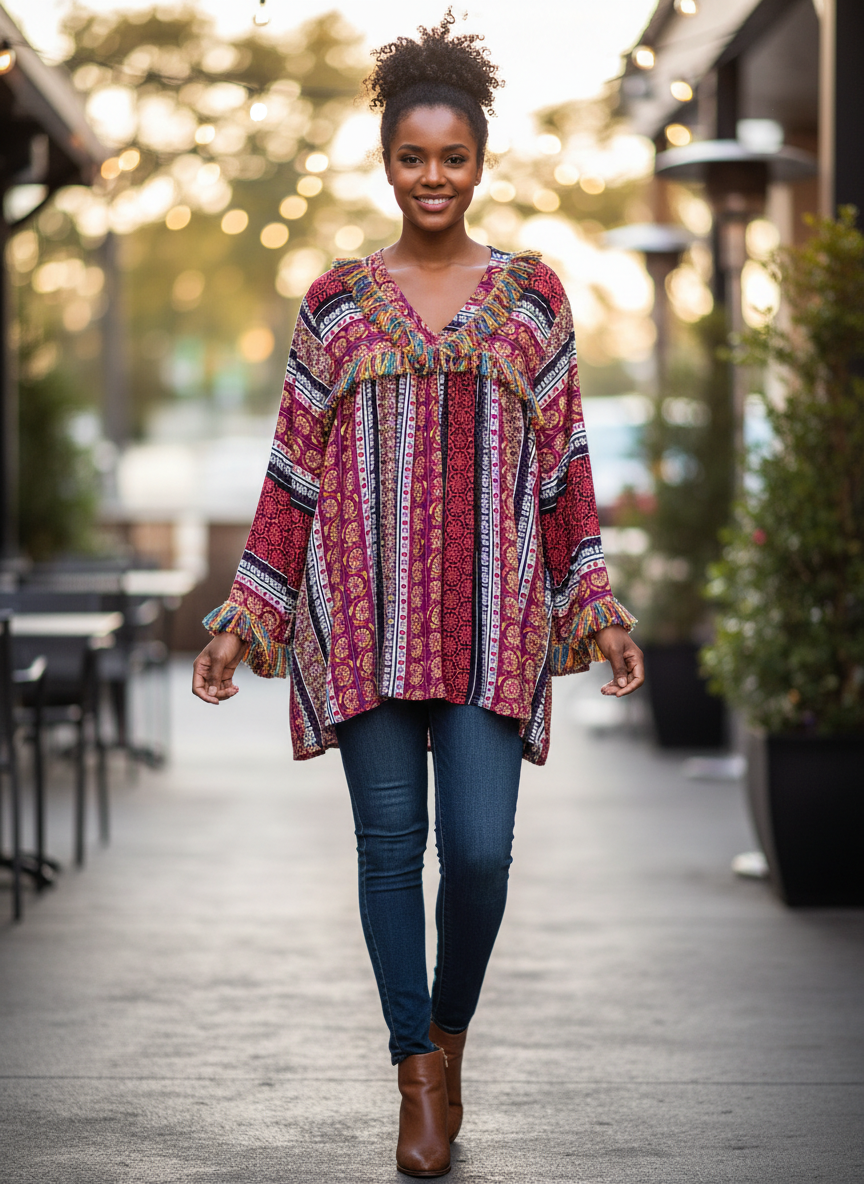 NWT Velzera Fringe Babydoll Tunic (org$59)