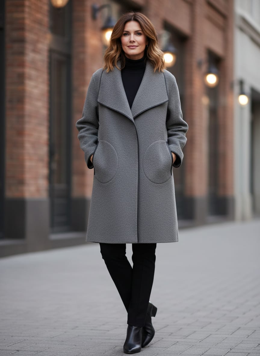 Vtg Carole Little Boiled Wool Coat