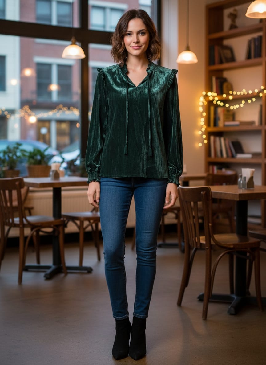 Wonderly Velvet Peasant Top (org$65)