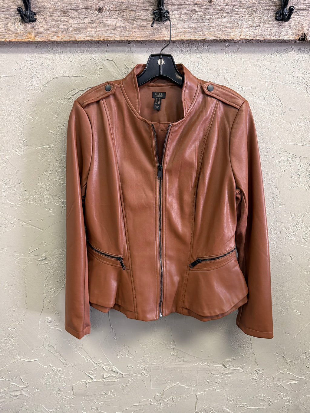 NWOT Gili Faux Leather Peplum Jacket (org$140)