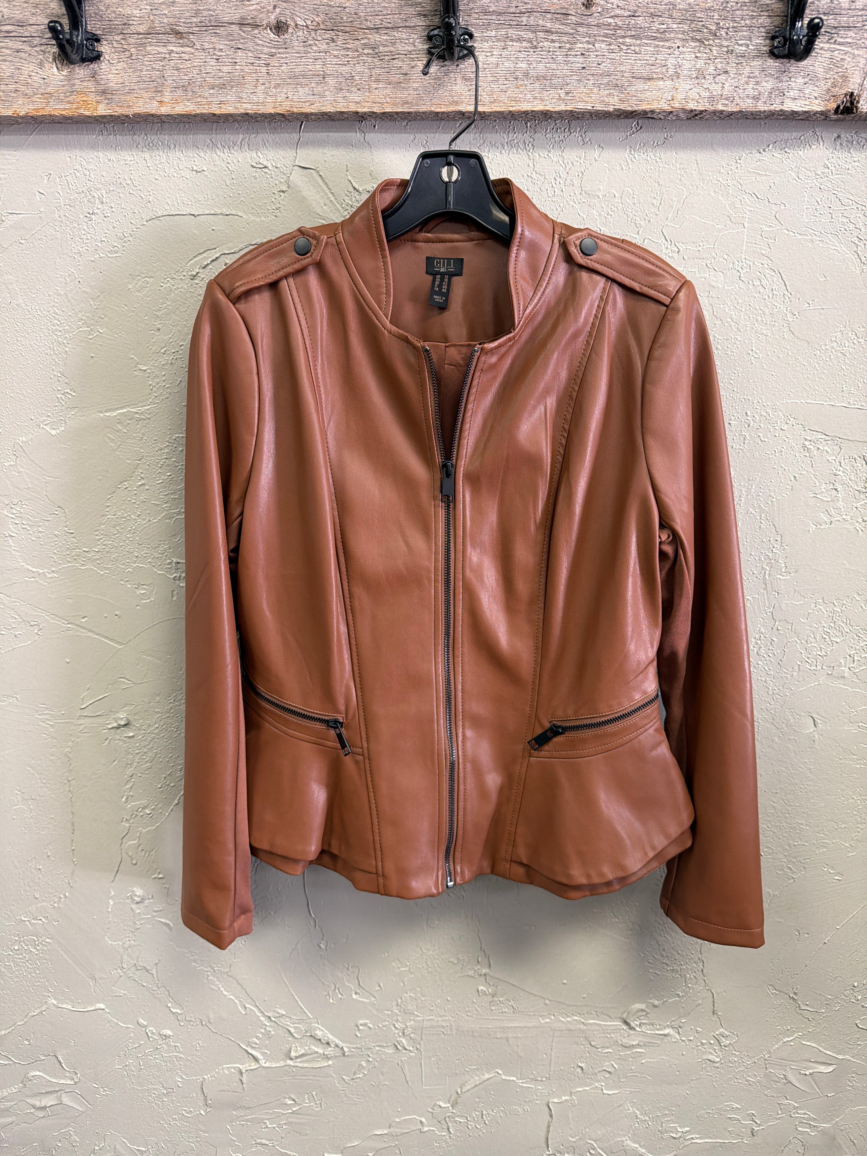 NWOT Gili Faux Leather Peplum Jacket (org$140)