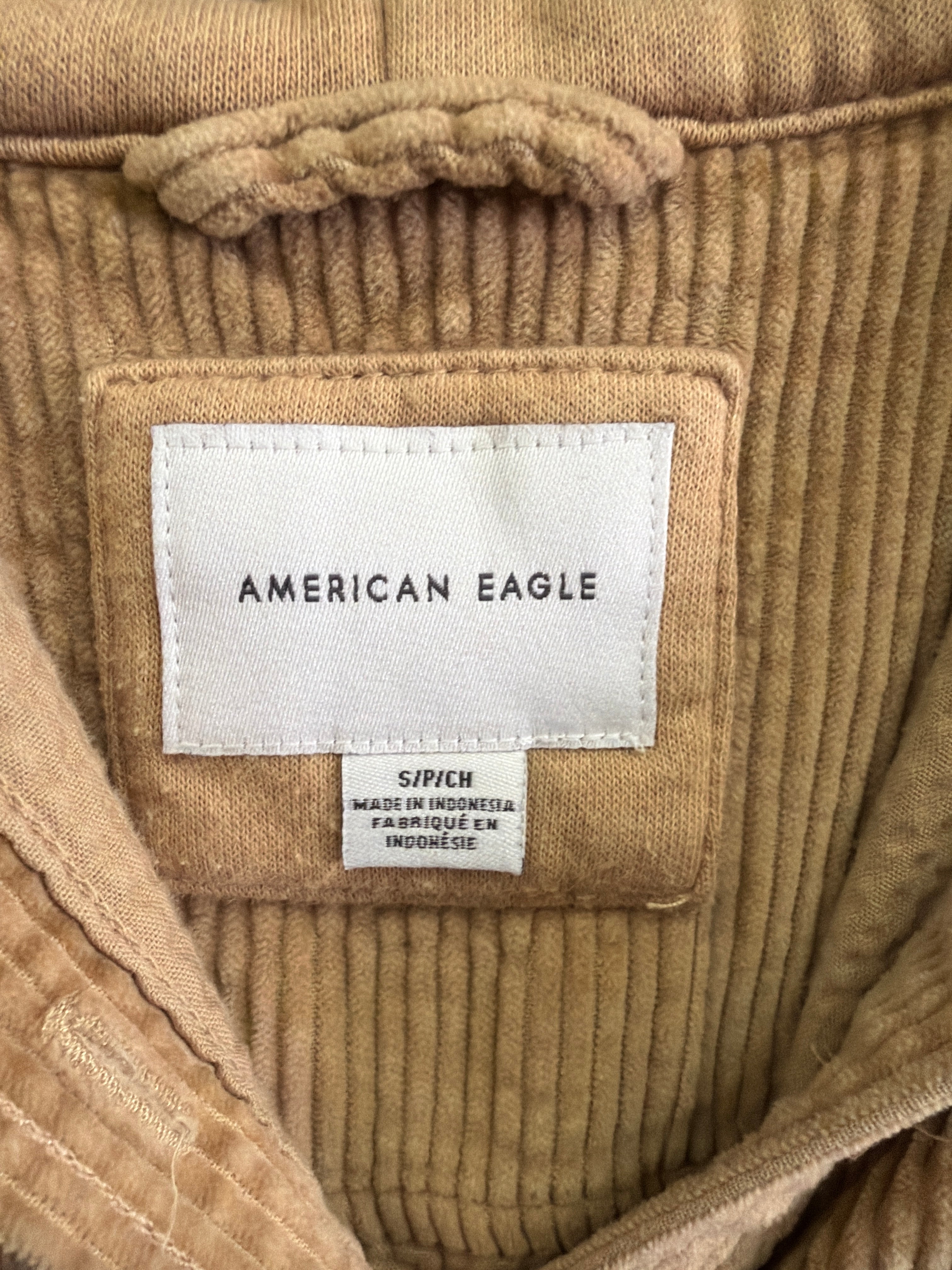 NWOT AE Hooded Crop Corduroy Shacket