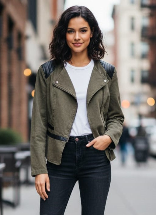 NWT Tribal Contrast Moto Jacket (org$129)