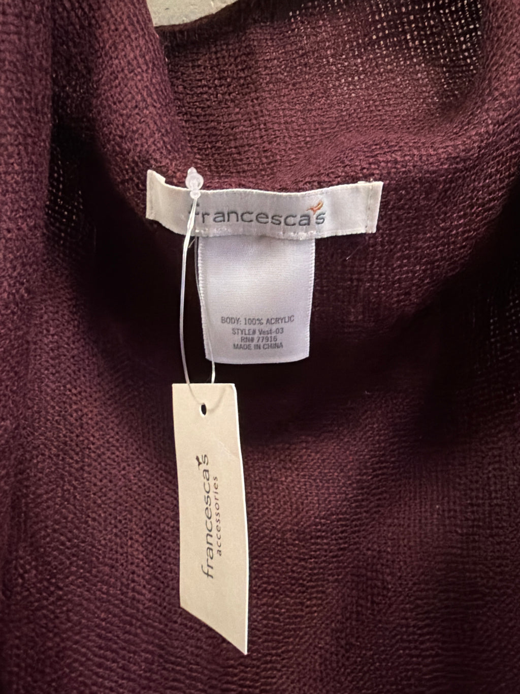 NWT Francescas Open-Front Vest Wrap (org$38)