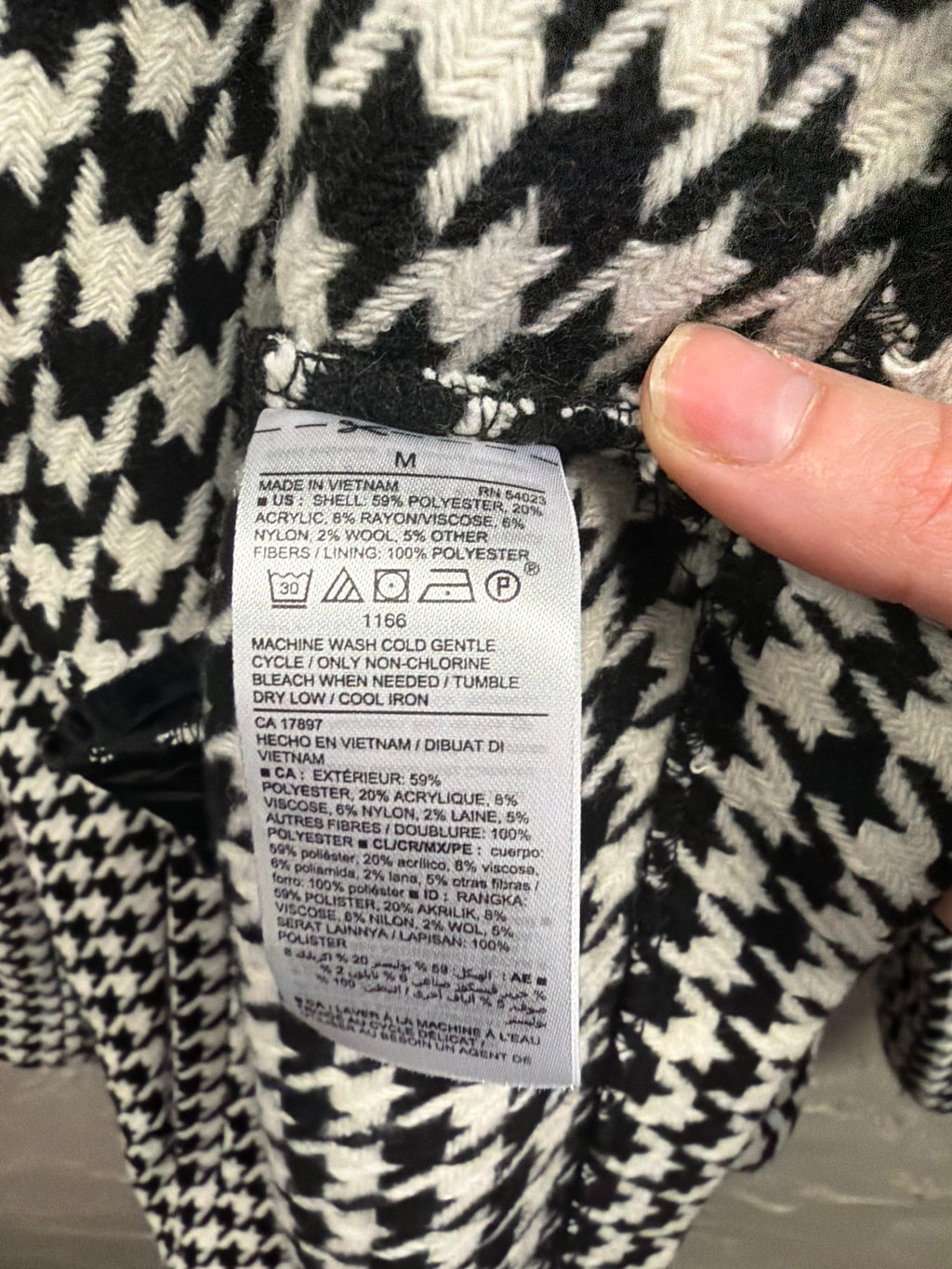 NWOT Houndstooth Dbl-Button Car Coat