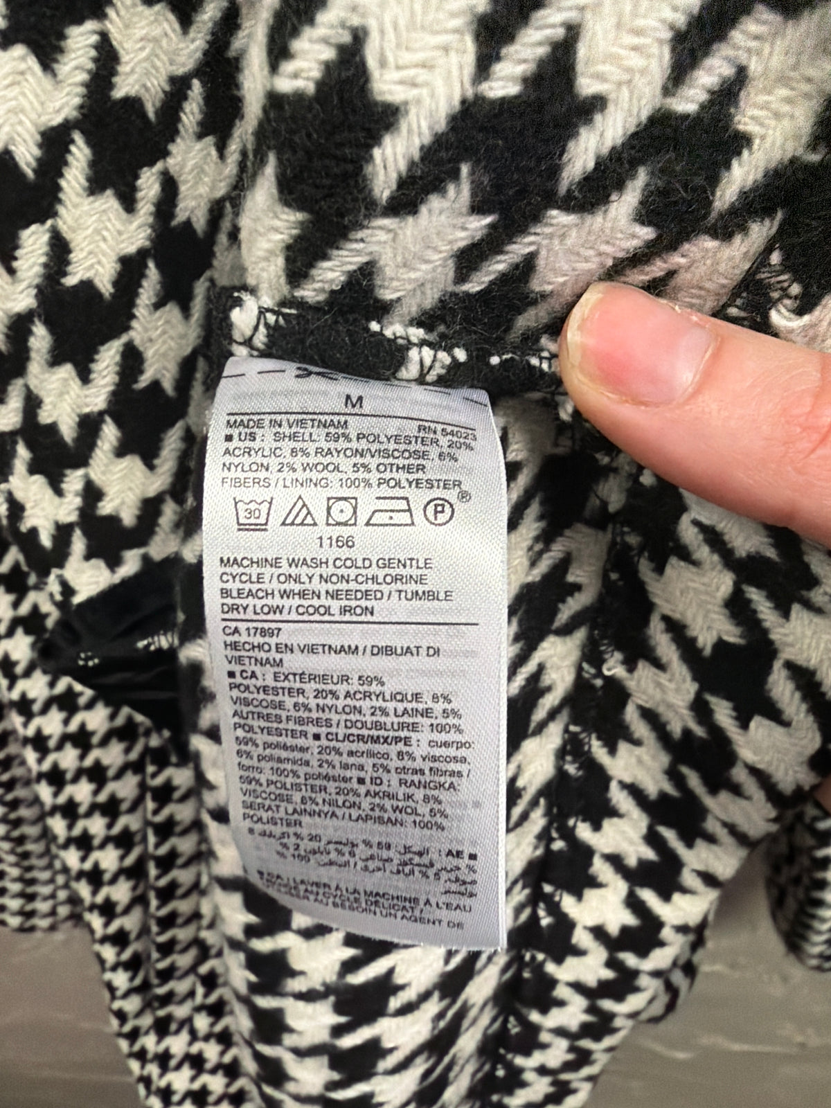 NWOT Houndstooth Dbl-Button Car Coat