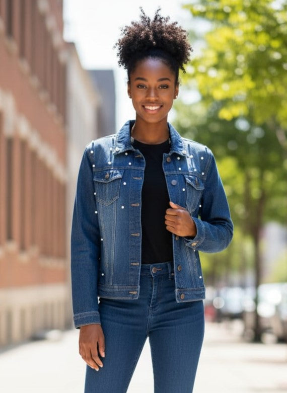 NWOT oSo Pearl Studded Denim Jackets (org$72)
