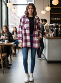 NWOT Plaid Button-Front Shacket